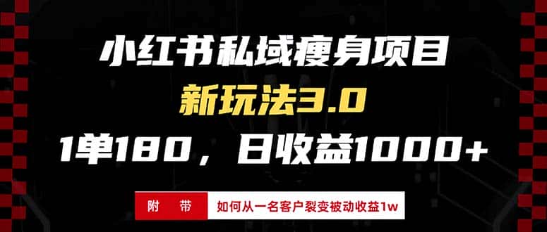 (13348期)小红书瘦身项目3.0模式,新手小白日赚收益1000+(附从一名客户裂变收益…-优优云创网