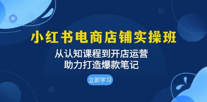 (13352期)小红书电商店铺实操班:从认知课程到开店运营,助力打造爆款笔记-优优云创网