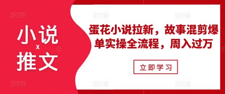 小说推文之蛋花小说拉新,故事混剪爆单实操全流程,周入过万-优优云创网