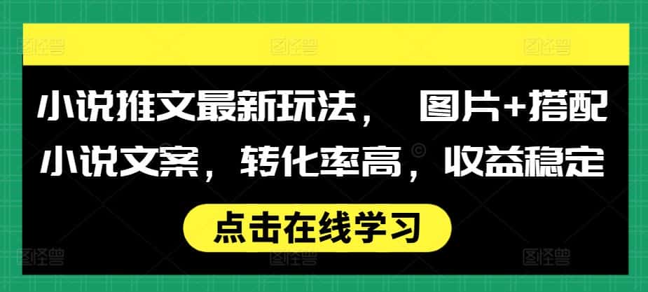 小说推文最新玩法， 图片+搭配小说文案，转化率高，收益稳定-优优云创网