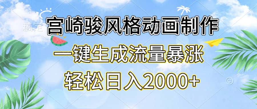 （13386期）宫崎骏风格动画制作，一键生成流量暴涨，轻松日入2000+-优优云创网