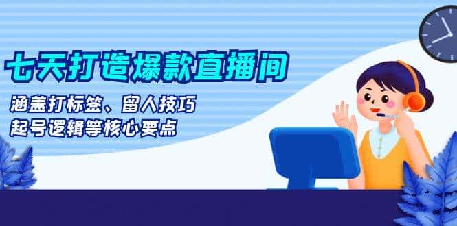 七天打造爆款直播间：涵盖打标签、留人技巧、起号逻辑等核心要点-优优云创网