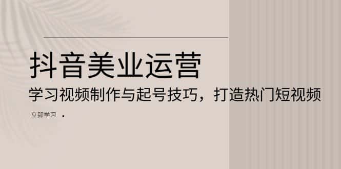(13415期)抖音美业运营:学习视频制作与起号技巧,打造热门短视频-优优云创网