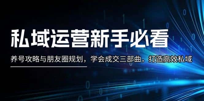 私域运营新手必看:养号攻略与朋友圈规划,学会成交三部曲,打造高效私域-优优云创网