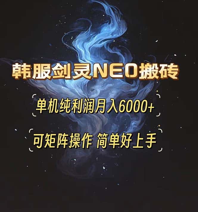 （13435期）韩服剑灵NEO搬砖攻略，单机纯利润月入6000+ 可矩阵操作，简单好上手。-优优云创网