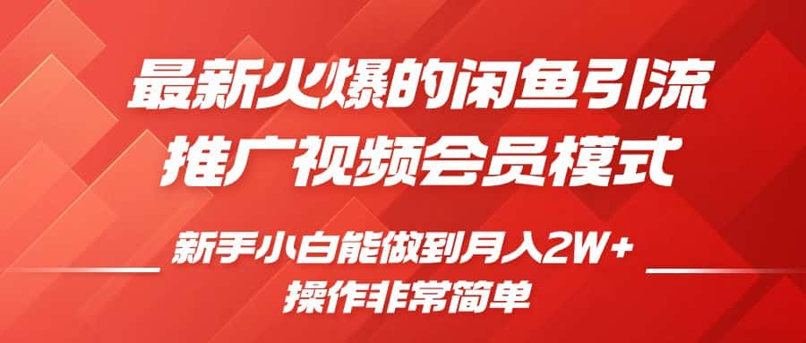 闲鱼引流推广影视会员，0成本就可以操作，新手小白月入过W+-优优云创网
