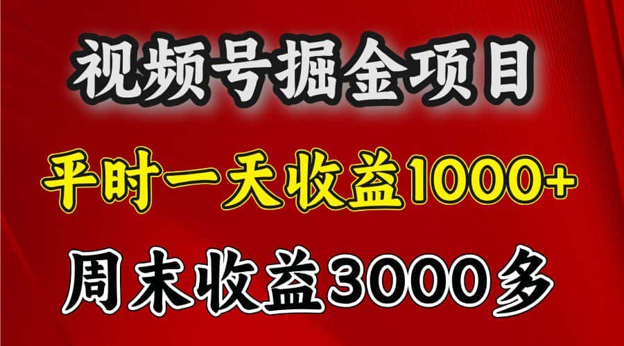 一天收益1000+ 视频号掘金,周末收益会更高些-优优云创网