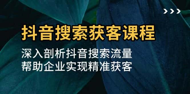 （13465期）抖音搜索获客课程：深入剖析抖音搜索流量，帮助企业实现精准获客-优优云创网