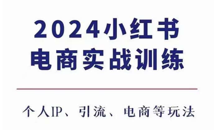 2024小红书电商3.0实战训练,包含个人IP、引流、电商等玩法-优优云创网