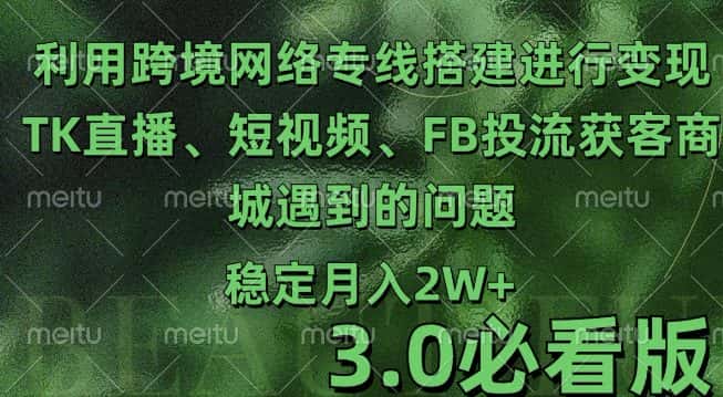 利用跨境电商网络及搭建TK直播、短视频、FB投流获客以及商城遇到的问题进行变现3.0必看版-优优云创网