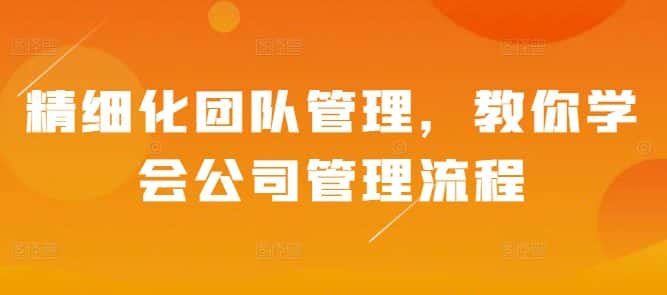 精细化团队管理，教你学会公司管理流程-优优云创网
