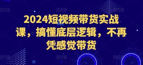 2024短视频带货实战课,搞懂底层逻辑,不再凭感觉带货-优优云创网