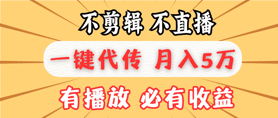 (13555期)不剪辑不直播,一键代发,月入5万懒人必备,我出视频你来发-优优云创网