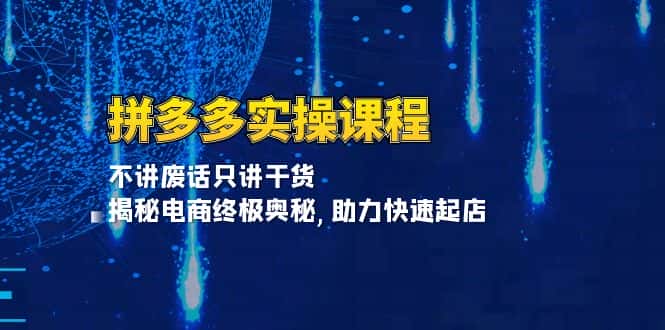 (13577期)拼多多实操课程:不讲废话只讲干货, 揭秘电商终极奥秘,助力快速起店-优优云创网