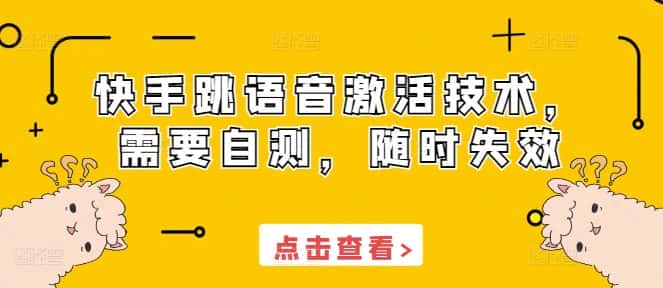 快手跳语音激活技术，需要自测，随时失效-优优云创网