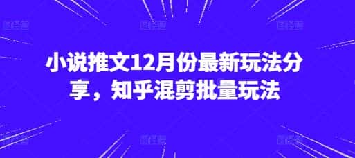 小说推文12月份最新玩法分享，知乎混剪批量玩法-优优云创网