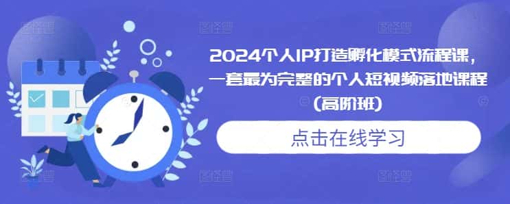 2024个人IP打造孵化模式流程课,一套最为完整的个人短视频落地课程(高阶班)-优优云创网