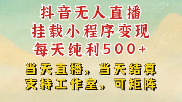 抖音无人直播挂载小程序变现每天纯利500+当天直播,当天结算支持工作室,可矩阵-优优云创网