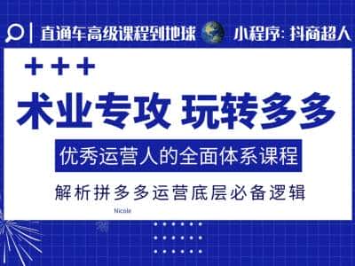 术业专攻玩转多多,优秀运营人的全面体系课程,解析拼多多运营底层必备逻辑-优优云创网