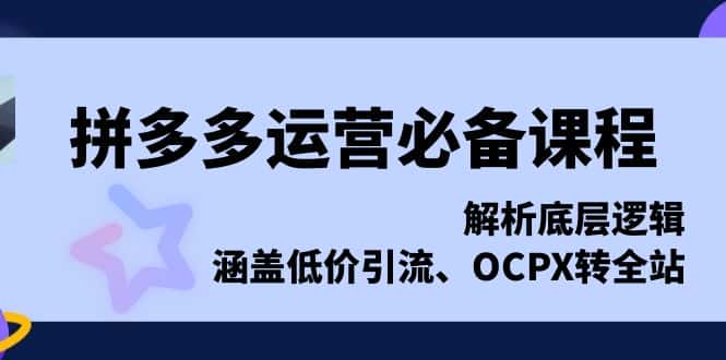 (13700期)拼多多运营必备课程,解析底层逻辑,涵盖低价引流、OCPX转全站-优优云创网