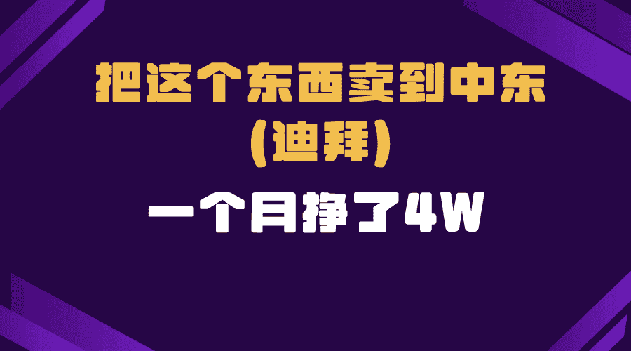 （13740期）跨境电商一个人在家把货卖到迪拜，暴力项目拆解-优优云创网