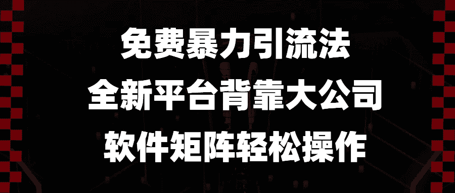 （13745期）免费暴力引流法，全新平台，背靠大公司，软件矩阵轻松操作-优优云创网