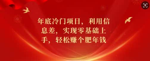 年底冷门项目，利用信息差，实现零基础上手，轻松赚个肥年钱-优优云创网