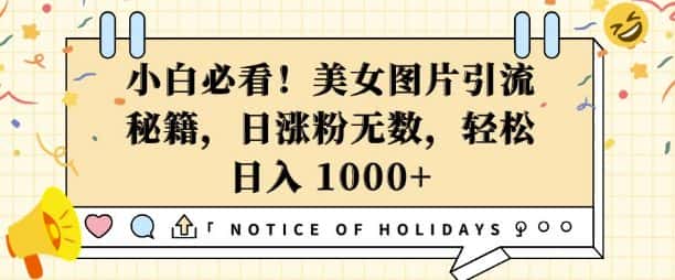小白必看,美女图片引流秘籍,日涨粉无数,轻松日入几张-优优云创网