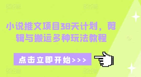 小说推文项目38天计划，剪辑与搬运多种玩法教程-优优云创网