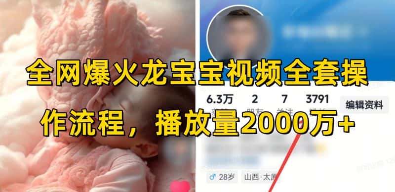 全网爆火龙宝宝视频全套操作流程，播放量2000万+-优优云创网