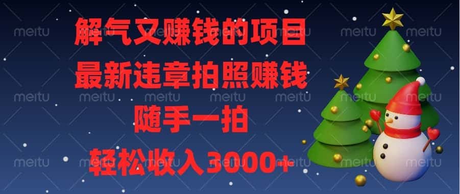 (13804期)解气又赚钱的项目,最新违章拍照赚钱,随手一拍,轻松收入3000+-优优云创网