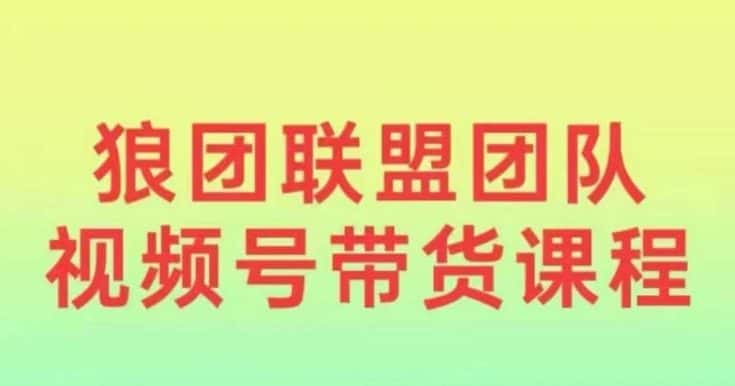 狼团联盟2024视频号带货,0基础小白快速入局视频号-优优云创网