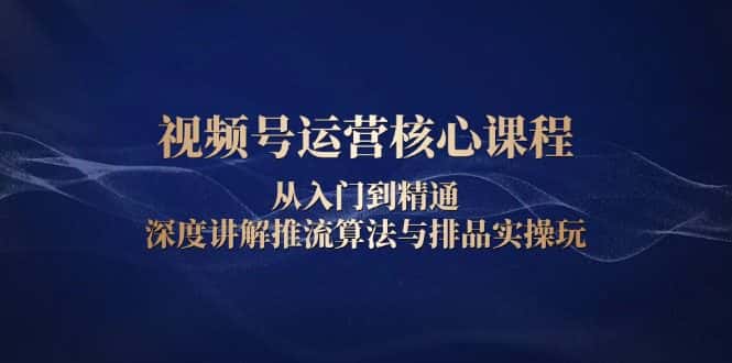 (13863期)视频号运营核心课程,从入门到精通,深度讲解推流算法与排品实操玩-优优云创网