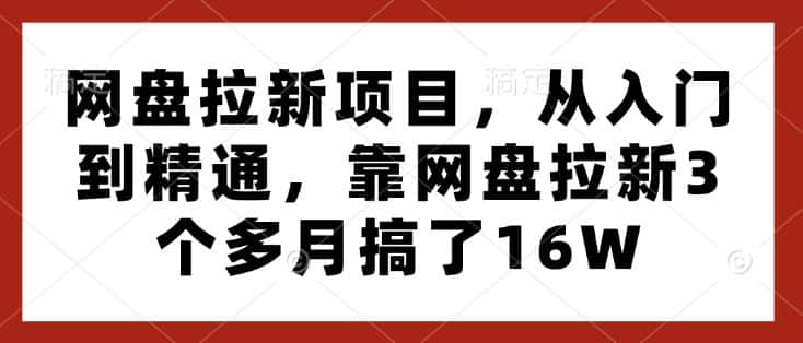 网盘拉新项目，从入门到精通，靠网盘拉新3个多月搞了16W-优优云创网