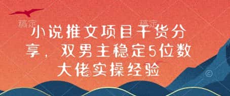小说推文项目干货分享，双男主稳定5位数大佬实操经验-优优云创网
