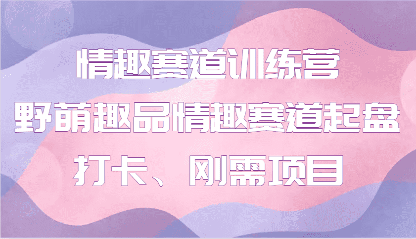 情趣赛道训练营 野萌趣品情趣赛道起盘打卡、刚需项目-优优云创网