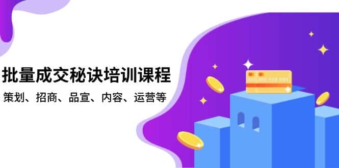 （13908期）批量成交秘诀培训课程，策划、招商、品宣、内容、运营等-优优云创网