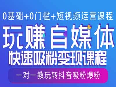 0基础+0门槛+短视频运营课程,玩赚自媒体快速吸粉变现课程,一对一教玩转抖音吸粉爆粉-优优云创网