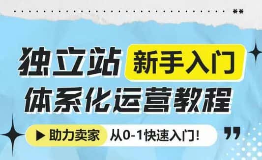 独立站新手入门体系化运营教程，助力独立站卖家从0-1快速入门!-优优云创网