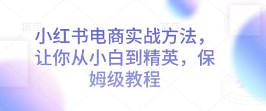 小红书电商实战方法,让你从小白到精英,保姆级教程-优优云创网