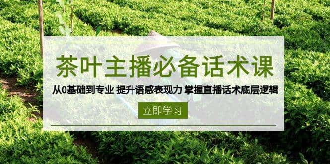 茶叶主播必备话术课 从0基础到专业 提升语感表现力 掌握直播话术底层逻辑-优优云创网