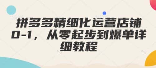 拼多多精细化运营店铺0-1,从零起步到爆单详细教程-优优云创网