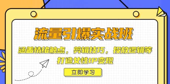 (14008期)流量引爆实战班,涵盖情绪触点,剪辑技巧,投放逻辑等,打造女性IP变现-优优云创网