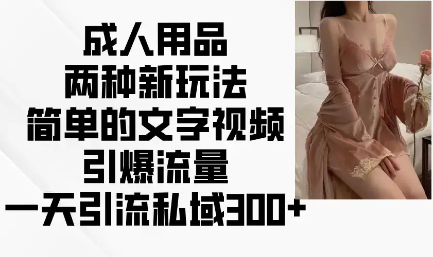 成人用品两种新玩法，简单的文字视频引爆流量，一天引流私域300+-优优云创网