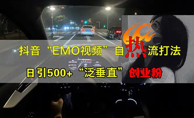 (13029期)抖音EMO视频自热打法,日引500+“泛垂直”创业粉-优优云创网