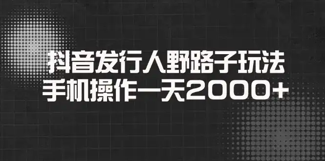 抖音发行人野路子玩法，手机操作一天2000+-优优云创网