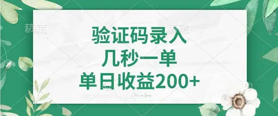 验证码录入，几秒一单，单日收益200+-优优云创网