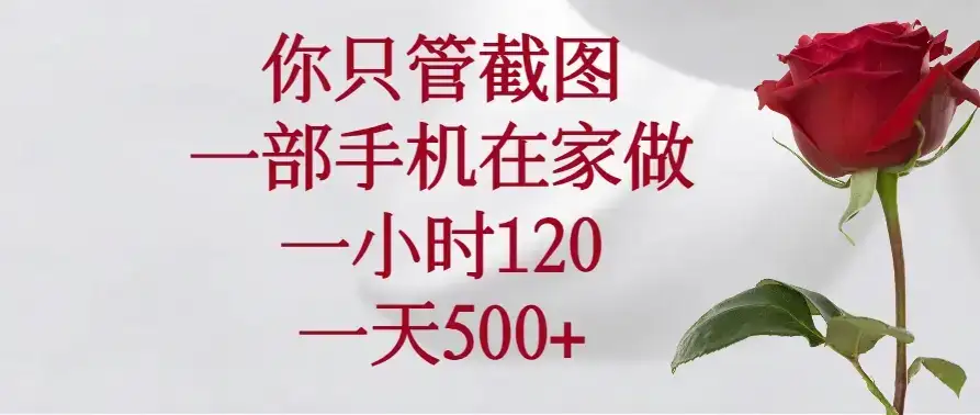 你只管截图，一部手机在家做，一小时120，一天500+-优优云创网