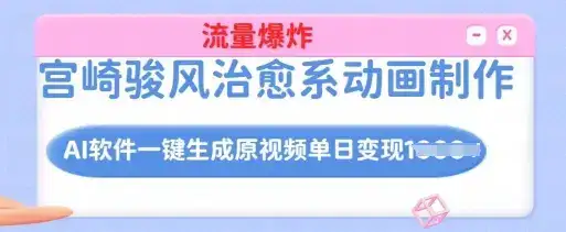 宫崎骏风治愈系动画制作，AI软件一键生成原创视频流量爆炸，单日变现多张，详细实操流程-优优云创网