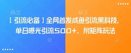 【引流必备】全网首发咸鱼引流黑科技，单日曝光引流500+，附矩阵玩法【揭秘】-优优云创网